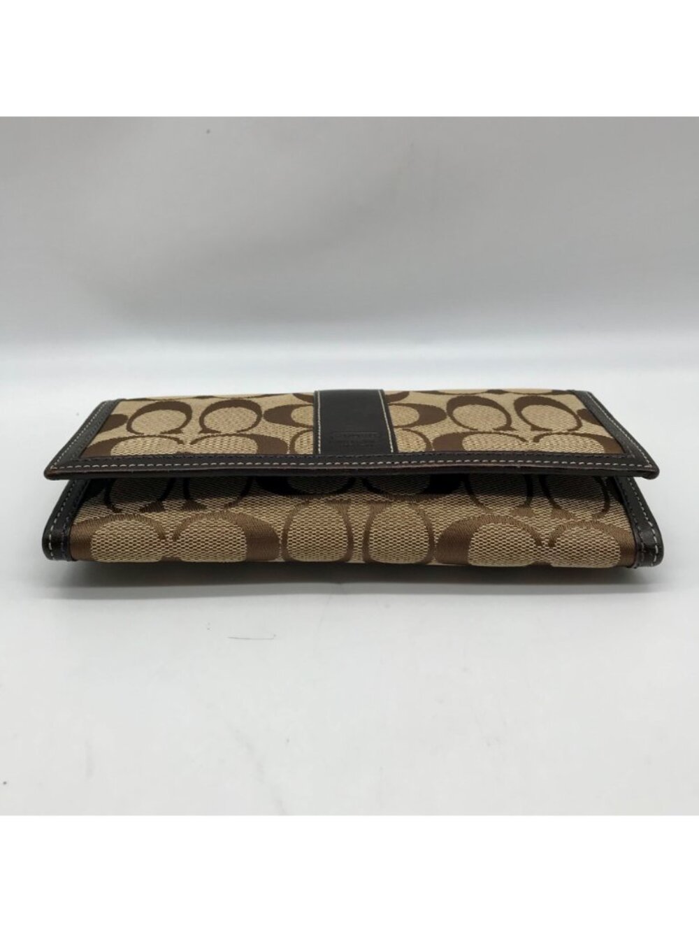 Coach Brown Canvas And Leather Monogram Trifold Wallet - Picture 5 of 12